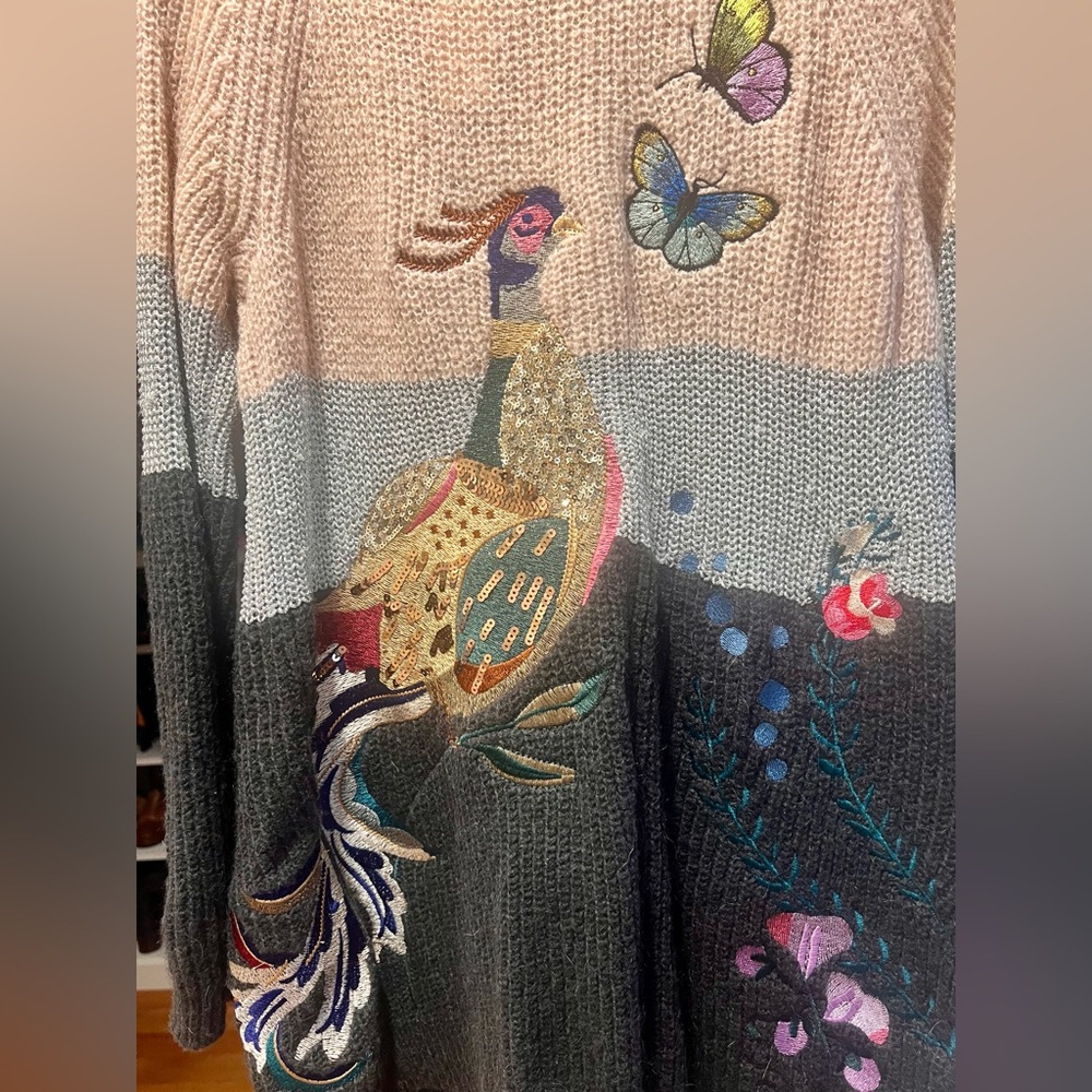 NEW WITH TAGS Anthropologie HWR (Monogram) Winged Patchwork Cardigan size XS. - Picture 4 of 6